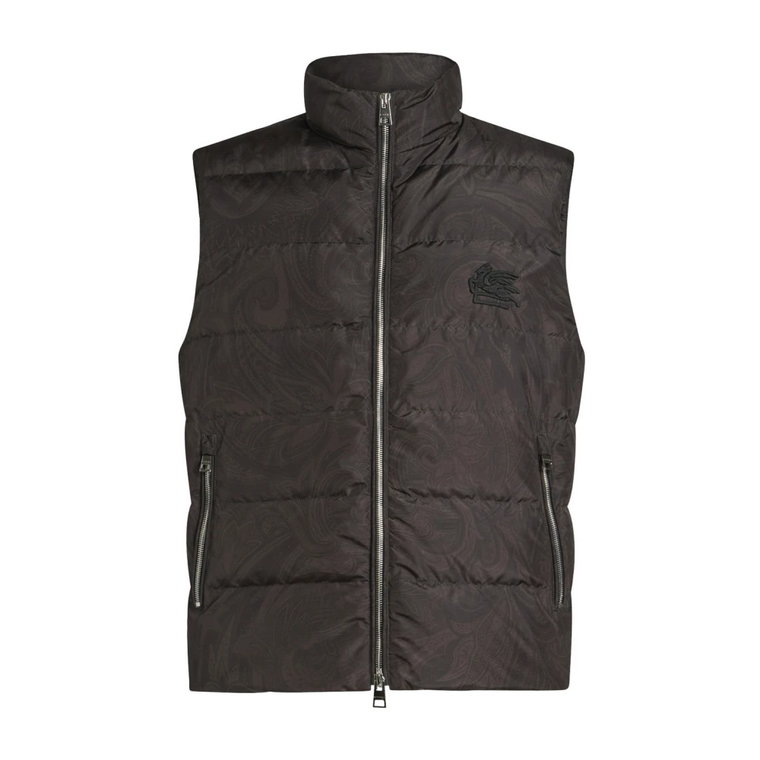 Niebieski Pikowany Gilet z Wzorem Paisley Etro