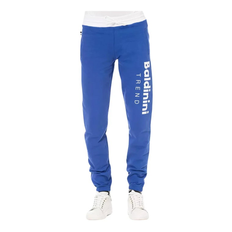 Niebieskie Spodnie Sportowe z Logo Baldinini