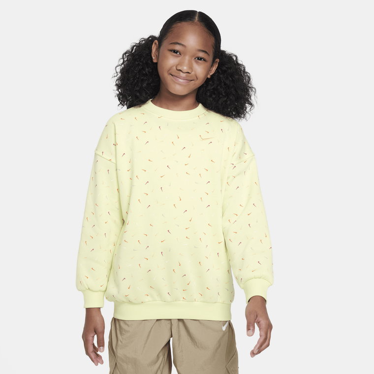 Bluza dresowa dla dużych dzieci (dziewcząt) o kroju oversize Nike Sportswear Club Fleece - Czerń