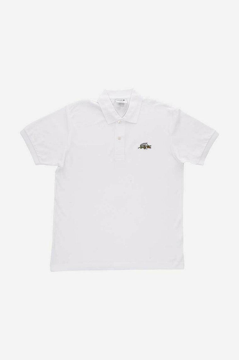 Lacoste polo bawełniane x Netflix kolor biały z aplikacją