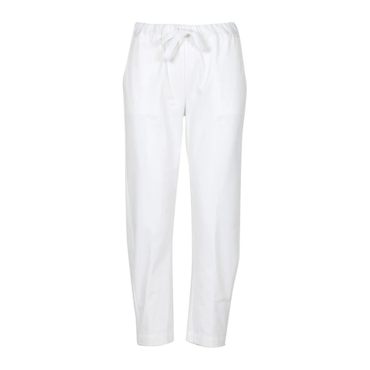 Białe bawełniane spodnie z sznurkiem Semicouture