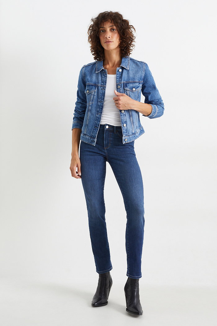 C&A Slim jeans-dżinsy ocieplane-średni stan, Niebieski, Rozmiar: 38
