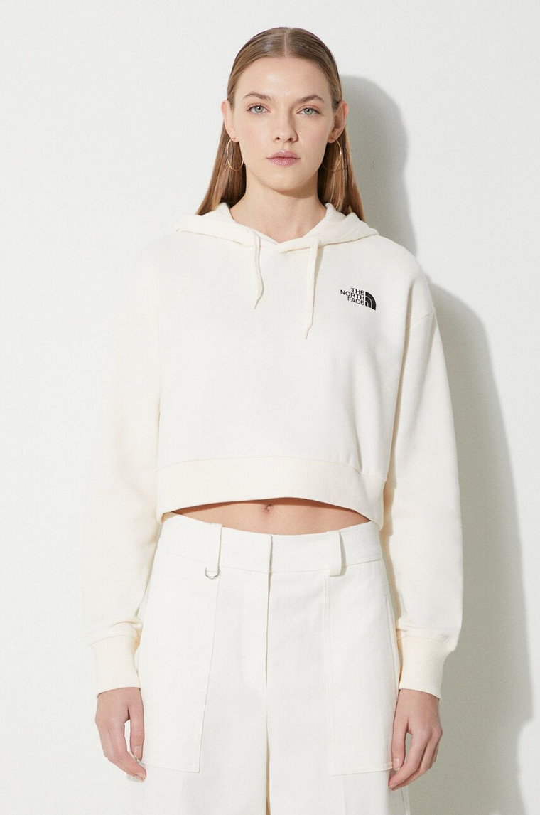 The North Face bluza bawełniana W Trend Crop Hoodie damska kolor beżowy z kapturem z nadrukiem NF0A5ICYQLI1