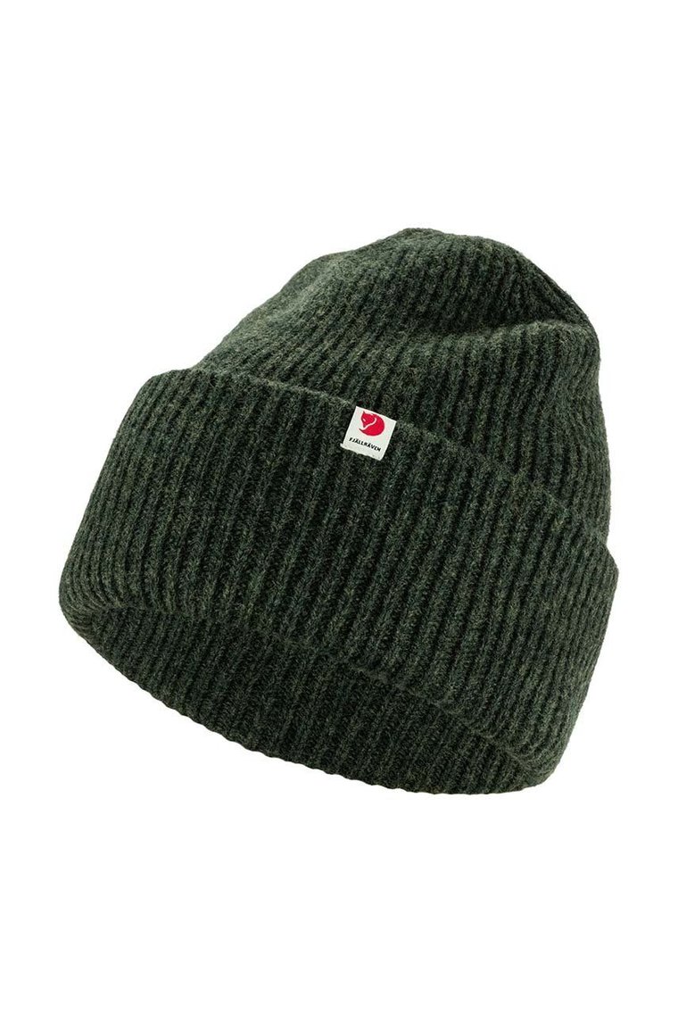 Fjallraven czapka wełniana Heavy Beanie kolor zielony z grubej dzianiny wełniana F12100006.662