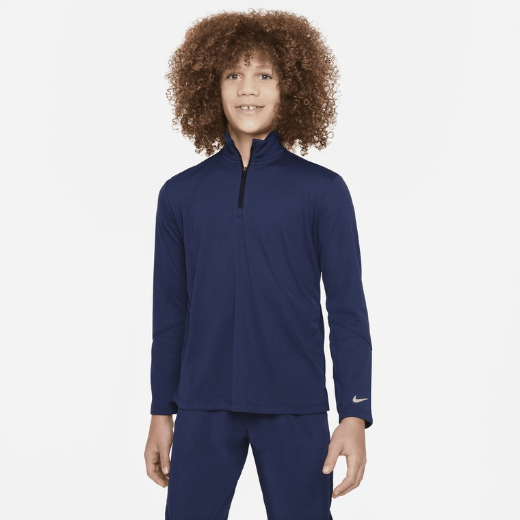 Bluza z długim rękawem i zamkiem 1/2 dla dużych dzieci (chłopców) Dri-FIT UV Nike Multi - Biel