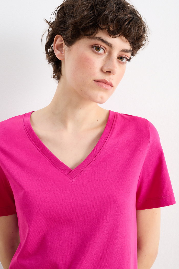 C&A T-shirt basic, Różowy, Rozmiar: XS