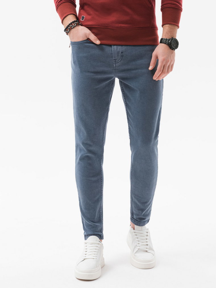 Spodnie męskie jeansowe bez przetarć SLIM FIT - granatowe V4 OM-PADP-0148