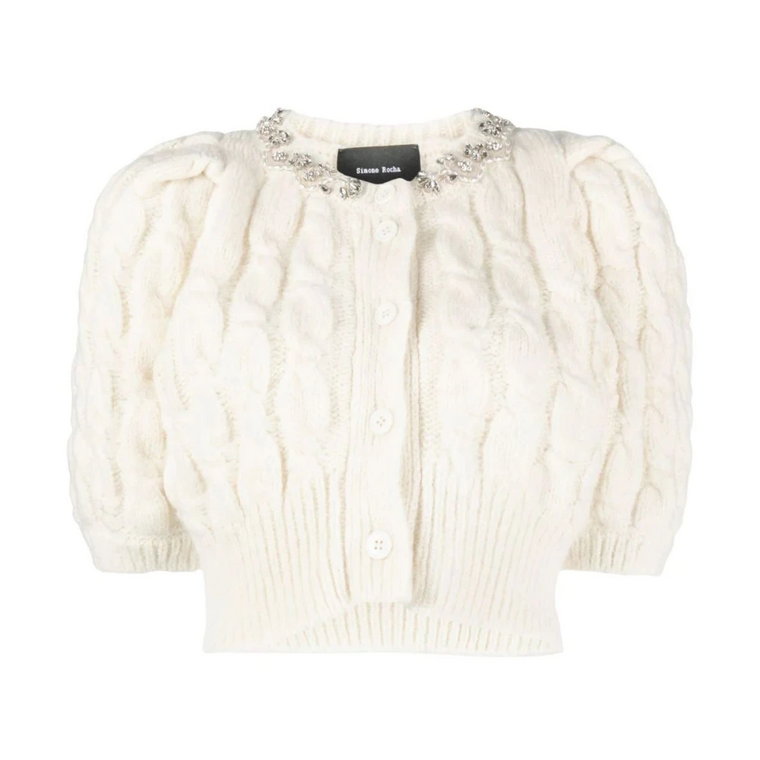 Ivory Pearl Krótki Sweter z Kablem Simone Rocha