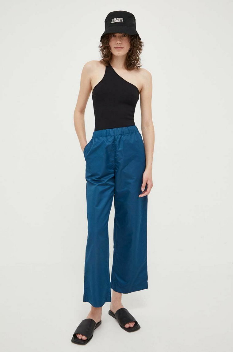 Lovechild spodnie damskie kolor niebieski szerokie high waist
