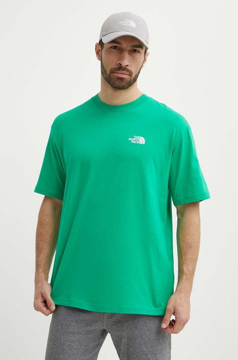 The North Face t-shirt bawełniany Essential męski kolor zielony z aplikacją NF0A87NRPO81