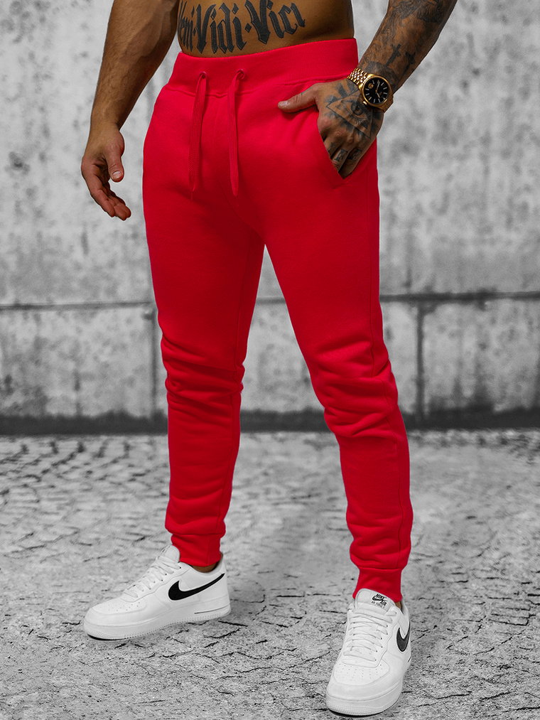 Spodnie dresowe męskie czerwone OZONEE JS/XW01Z
