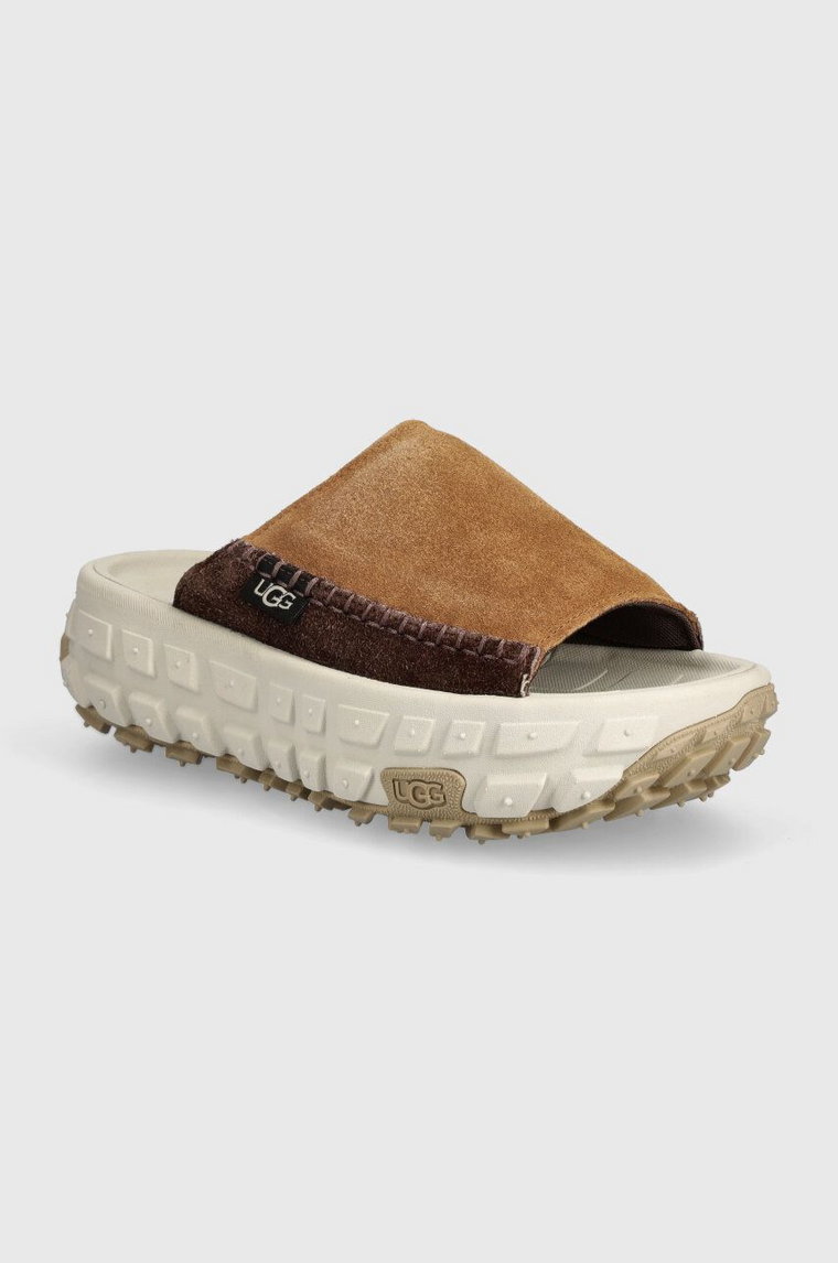 UGG klapki zamszowe Venture Daze Slide damskie kolor brązowy na platformie 1152680