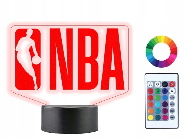 Lampka Nocna 3D LED NBA Grawer Imię Prezent