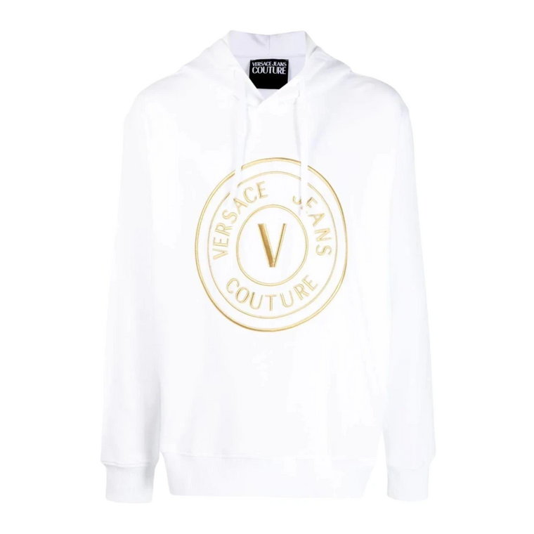 Biała bluza z kapturem i nadrukiem logo Versace