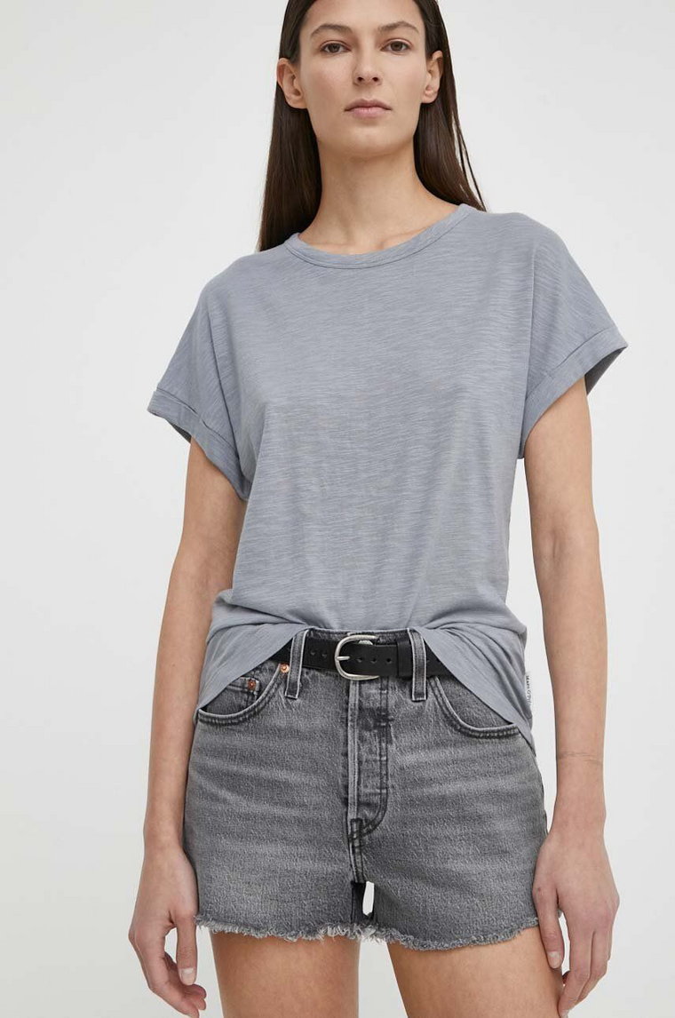 Levi's szorty jeansowe damskie kolor szary gładkie high waist