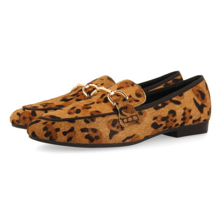Loafersy Damskie w Wzór Leoparda Gioseppo