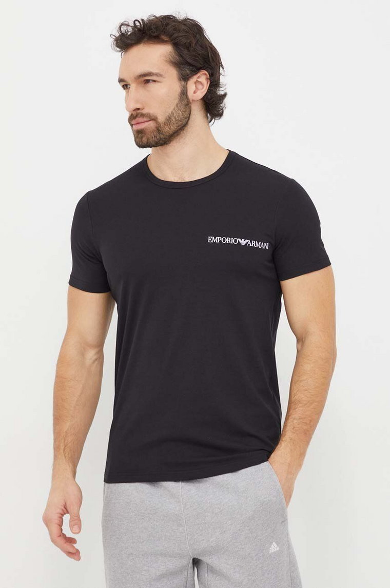 Emporio Armani Underwear t-shirt lounge 2-pack kolor czarny z nadrukiem