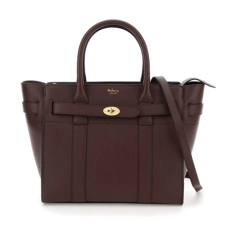 Mała torba Bayswater z zamkiem błyskawicznym i skórzanym wykończeniem Mulberry