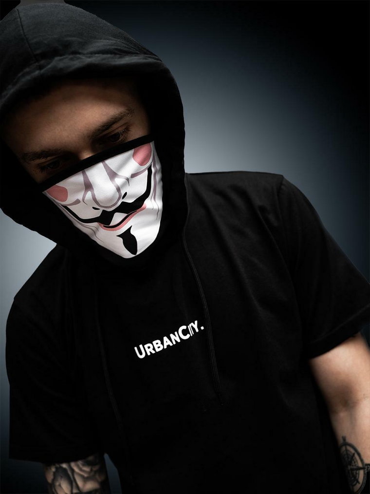 Koszulka Z Krótkim Rękawem Z Kapturem Urban City Vendetta Mask Czarna