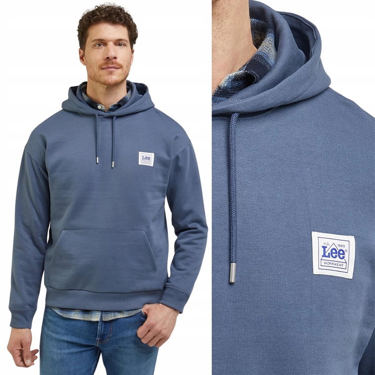 Lee WORKWEAR WW HOODIE Taint LUŹNA NIEBIESKA BLUZA Z KAPTUREM KANGURKA M