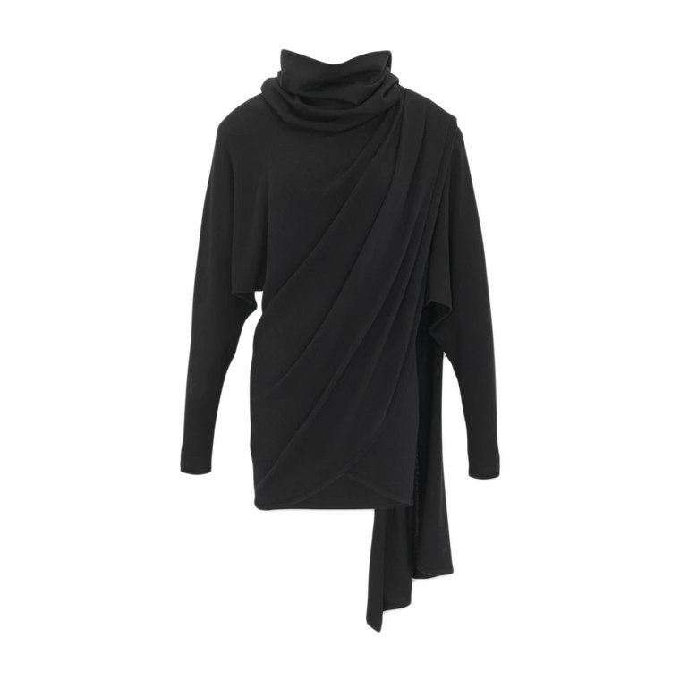 Czarna Wełniana Sukienka z Kapturem Saint Laurent