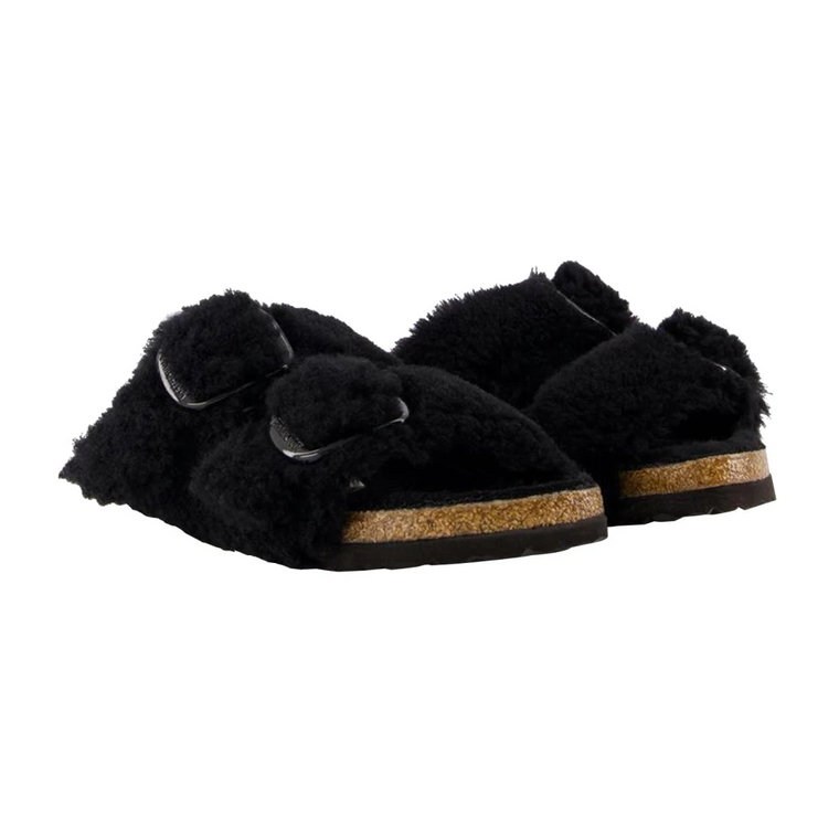 Czarne sandały Shearling Teddy Birkenstock