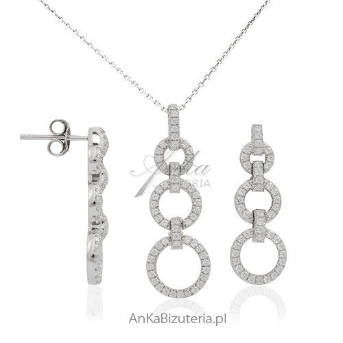 AnKa Biżuteria, Komplet srebrny microseting - komplet rodowany WYJ