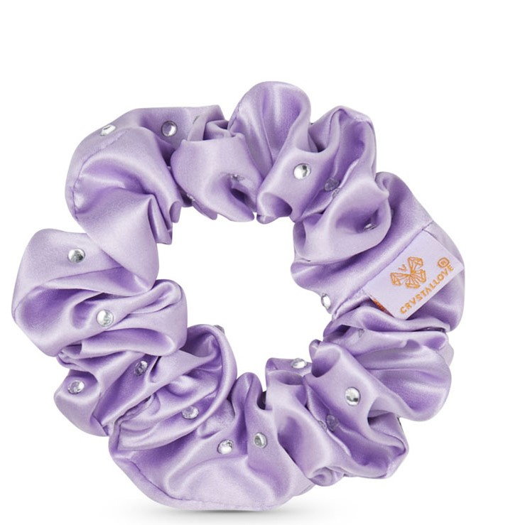 Crystallove Gumka do włosów z jedwabiu z kryształkami Lilac
