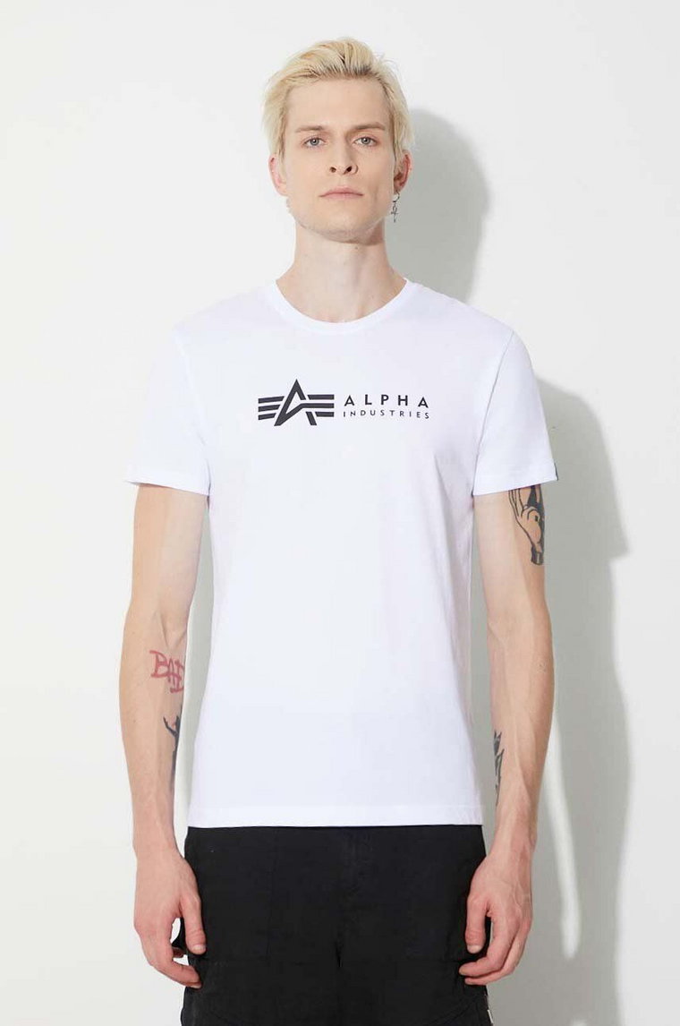 Alpha Industries t-shirt bawełniany 2-pack Alpha Label T 2 Pack męski kolor biały z nadrukiem 118534.95