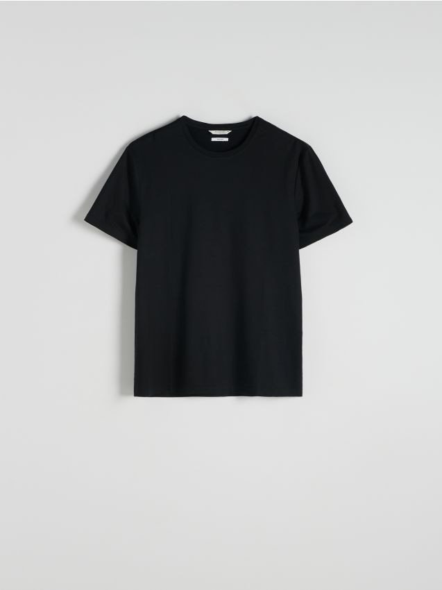 Reserved - Gładki t-shirt z lyocellem - czarny