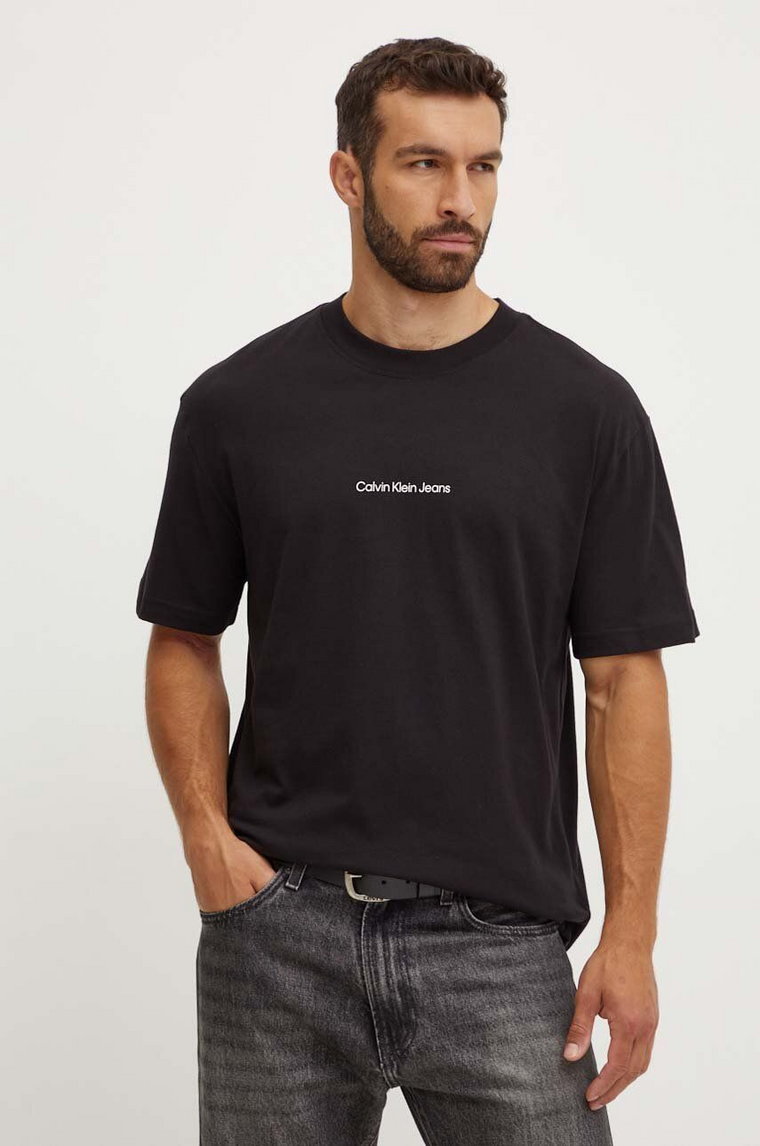 Calvin Klein Jeans t-shirt bawełniany męski kolor czarny z nadrukiem J30J325688