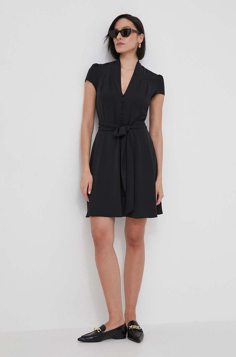 Lauren Ralph Lauren sukienka kolor czarny mini rozkloszowana 250933461