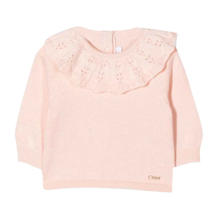 Różowy sweter z kołnierzykiem dla dziewcząt Chloé