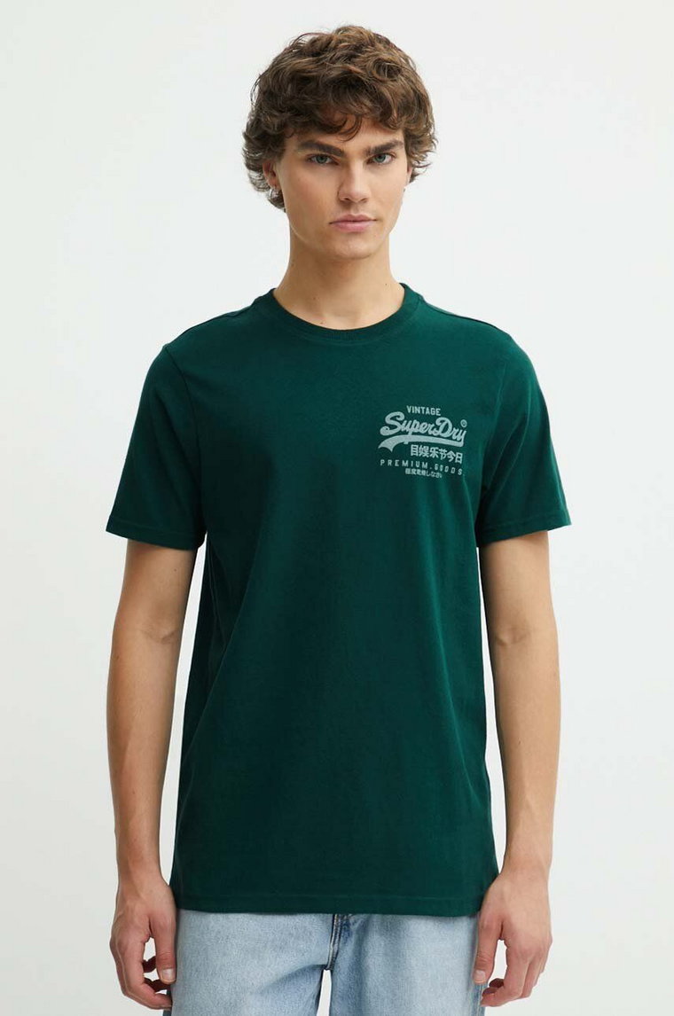 Superdry t-shirt męski kolor zielony z nadrukiem M1011979A-9VK