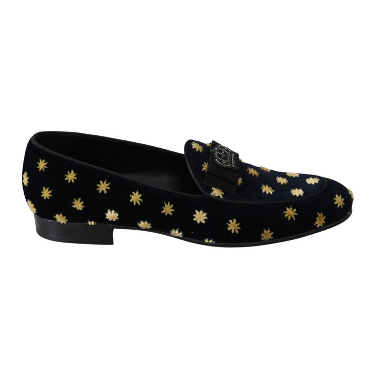 Niebieskie Loafersy z Koronkowym Haftem Dolce & Gabbana