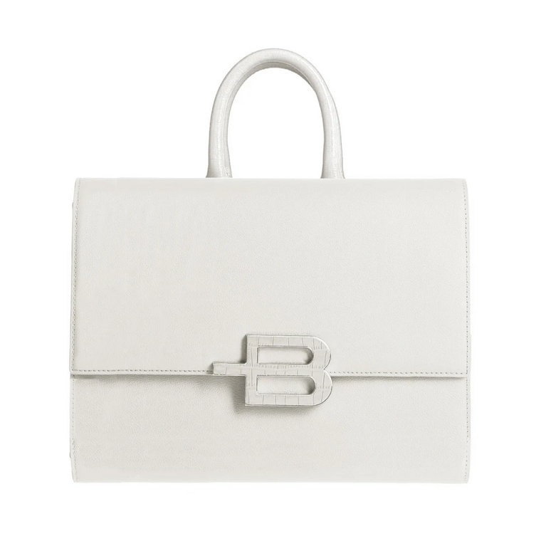 Biała skórzana torebka z logo B Baldinini
