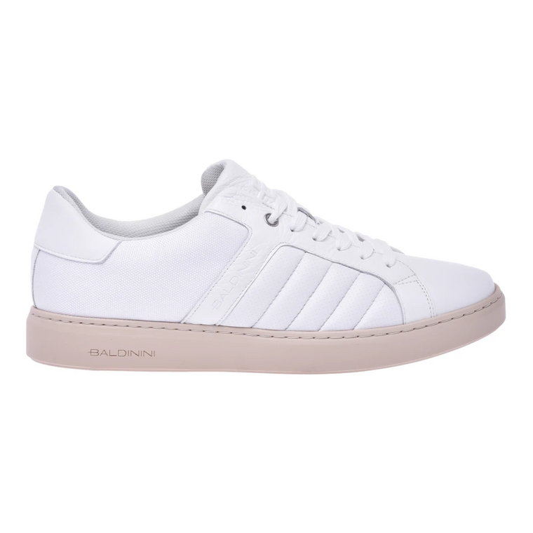 White leather and fabric low-top trainers Baldinini