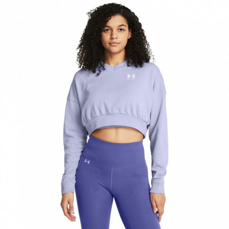 Damska bluza dresowa nierozpinana bez kaptura Under Armour UA Rival Terry OS Crop Crw - fioletowa