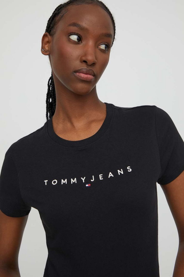 Tommy Jeans t-shirt bawełniany damski kolor czarny