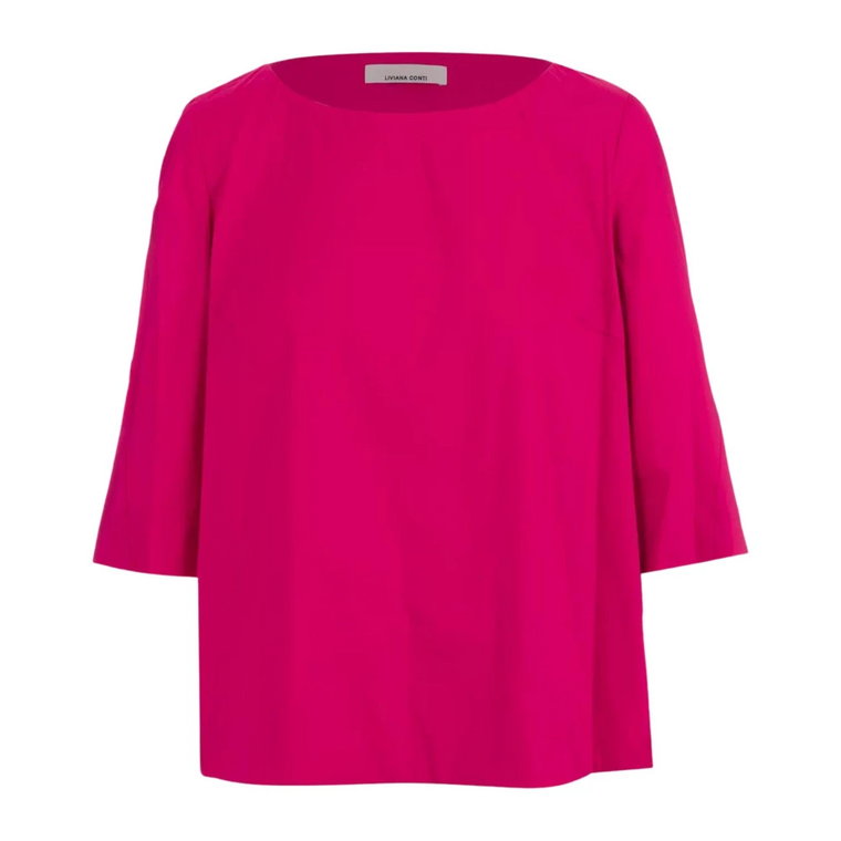 Fuchsia Poplin Stretch Bluzka Liviana Conti