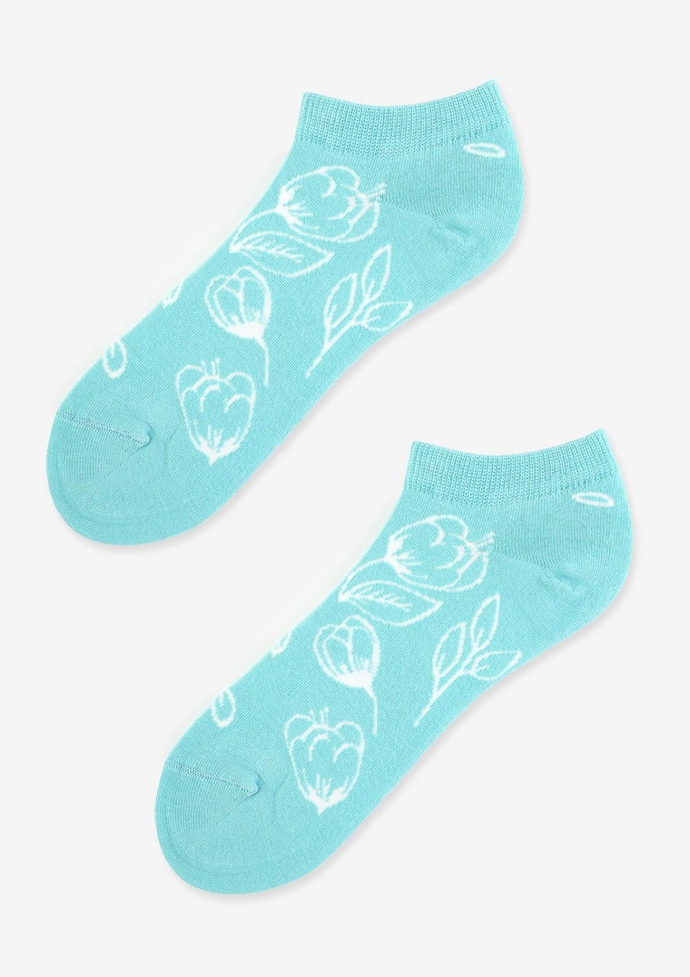 Stopki damskie niebieskie z kwiatowym wzorem Footies Flora Marilyn