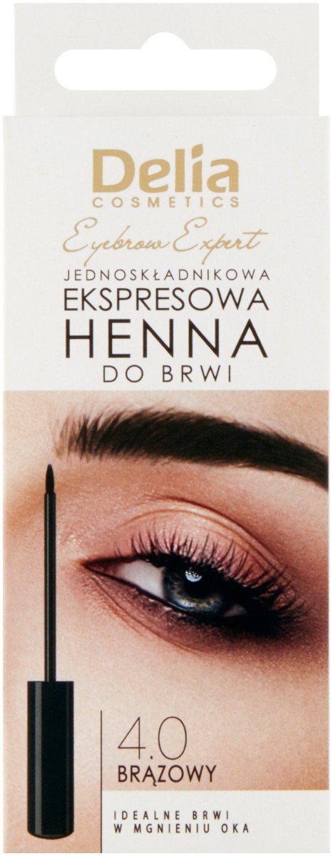 Delia Eyebrow Expert Henna do brwi ekspresowa, jednoskładnikowa 4.0 Brązowa 6 ml