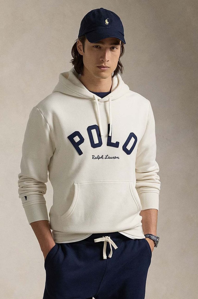 Polo Ralph Lauren bluza męska kolor beżowy z kapturem z nadrukiem 710952040