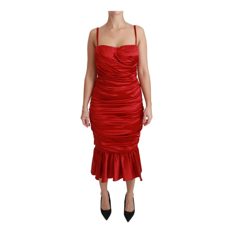 Red Silk Stretch Mermaid Bodycon Dress Dolce & Gabbana