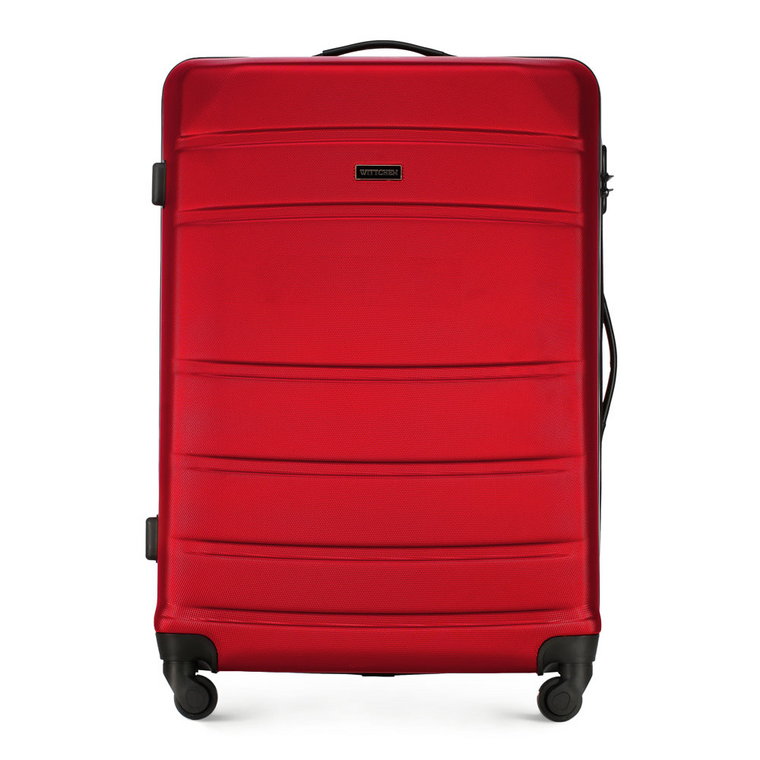 Duża walizka z ABS-u żłobiona czerwona