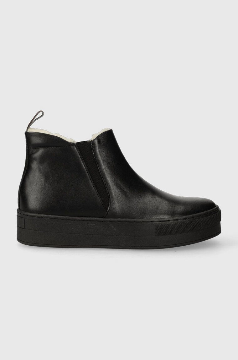 Charles Footwear sztyblety skórzane Nessa damskie kolor czarny na platformie Nessa.Mini.Boots.Black