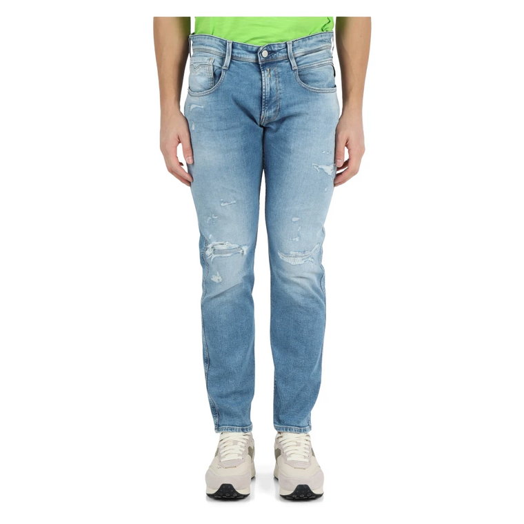 Biopack: Spodnie jeansowe slim-fit z pięcioma kieszeniami i efektem vintage Replay