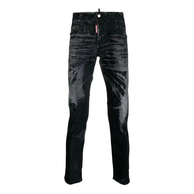 Czarne Spodnie Slim-Fit z Denimu Dsquared2