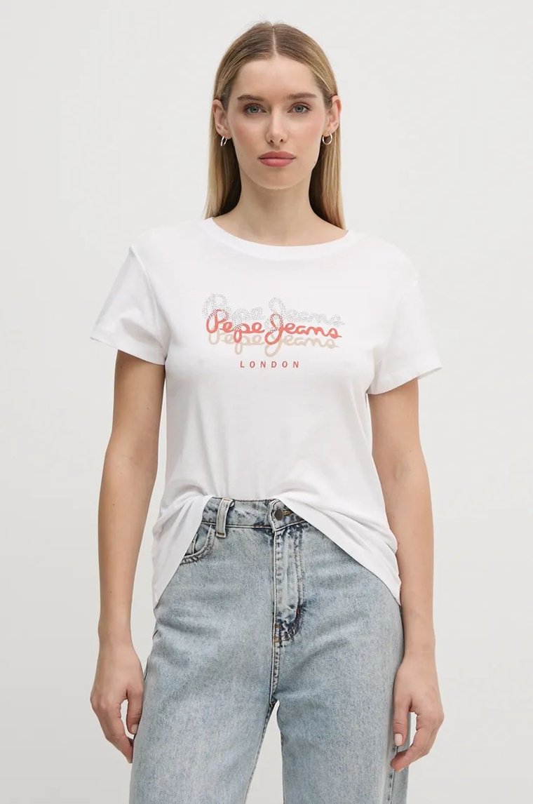 Pepe Jeans t-shirt bawełniany GALEY damski kolor biały PL505941