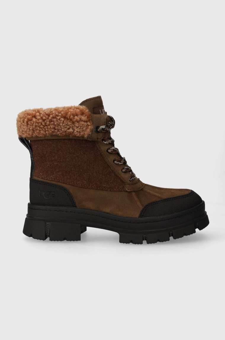 UGG buty Ashton Addie Tipped damskie kolor brązowy na platformie lekko ocieplone 1143858